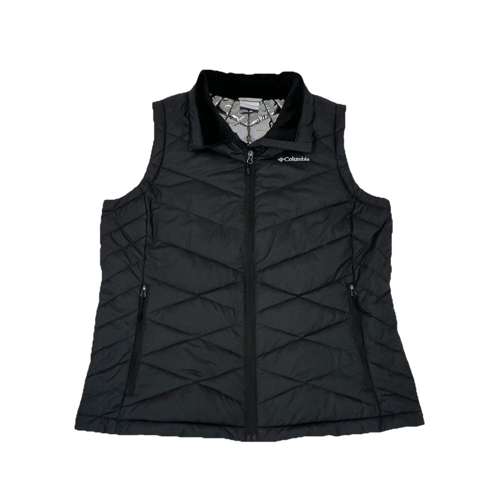 Columbia Omni Heat Insulated Puffer Vest Womens XL Black Lightweight Outdoor - Picture 1 of 11